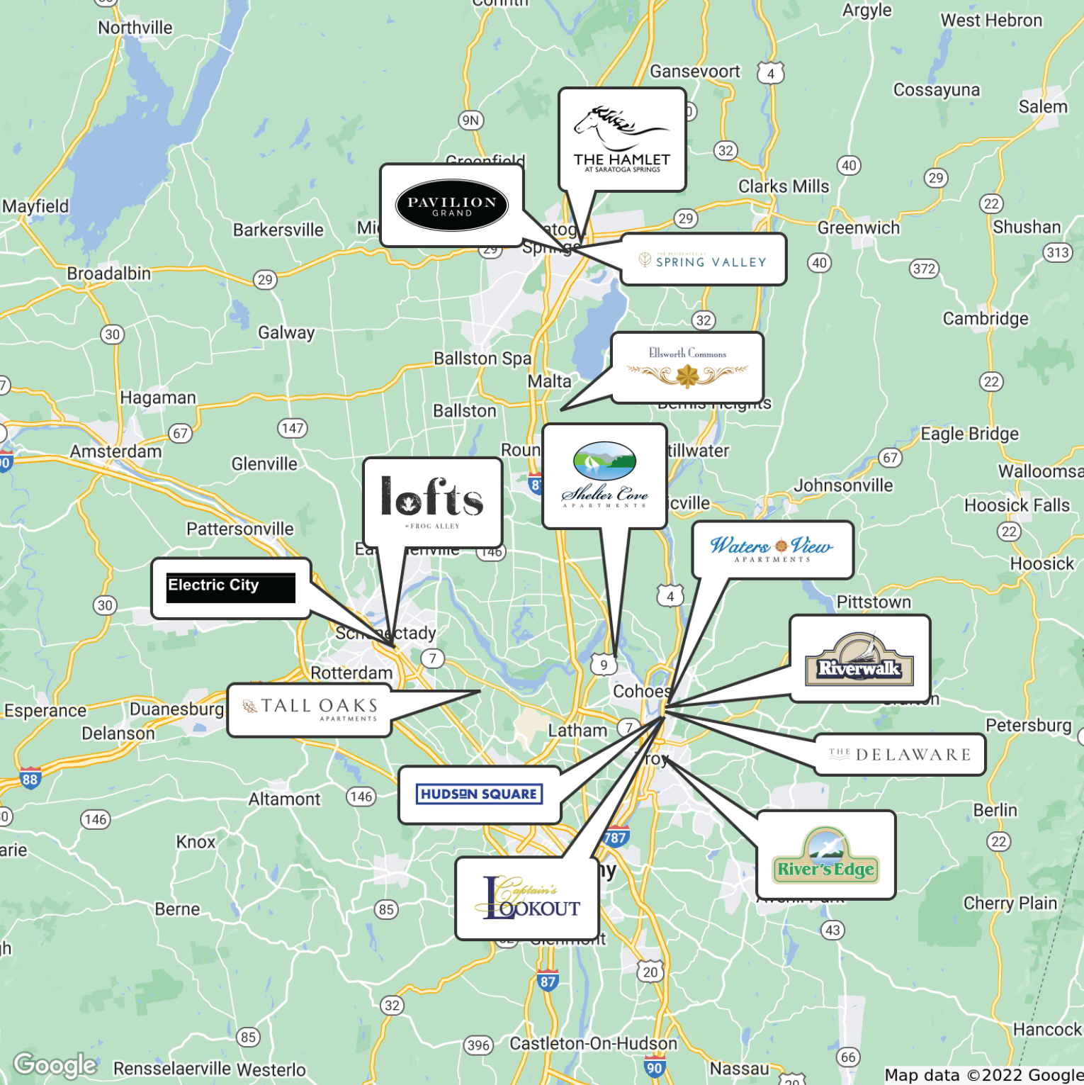 Prime Companies Apartment Locations Map
