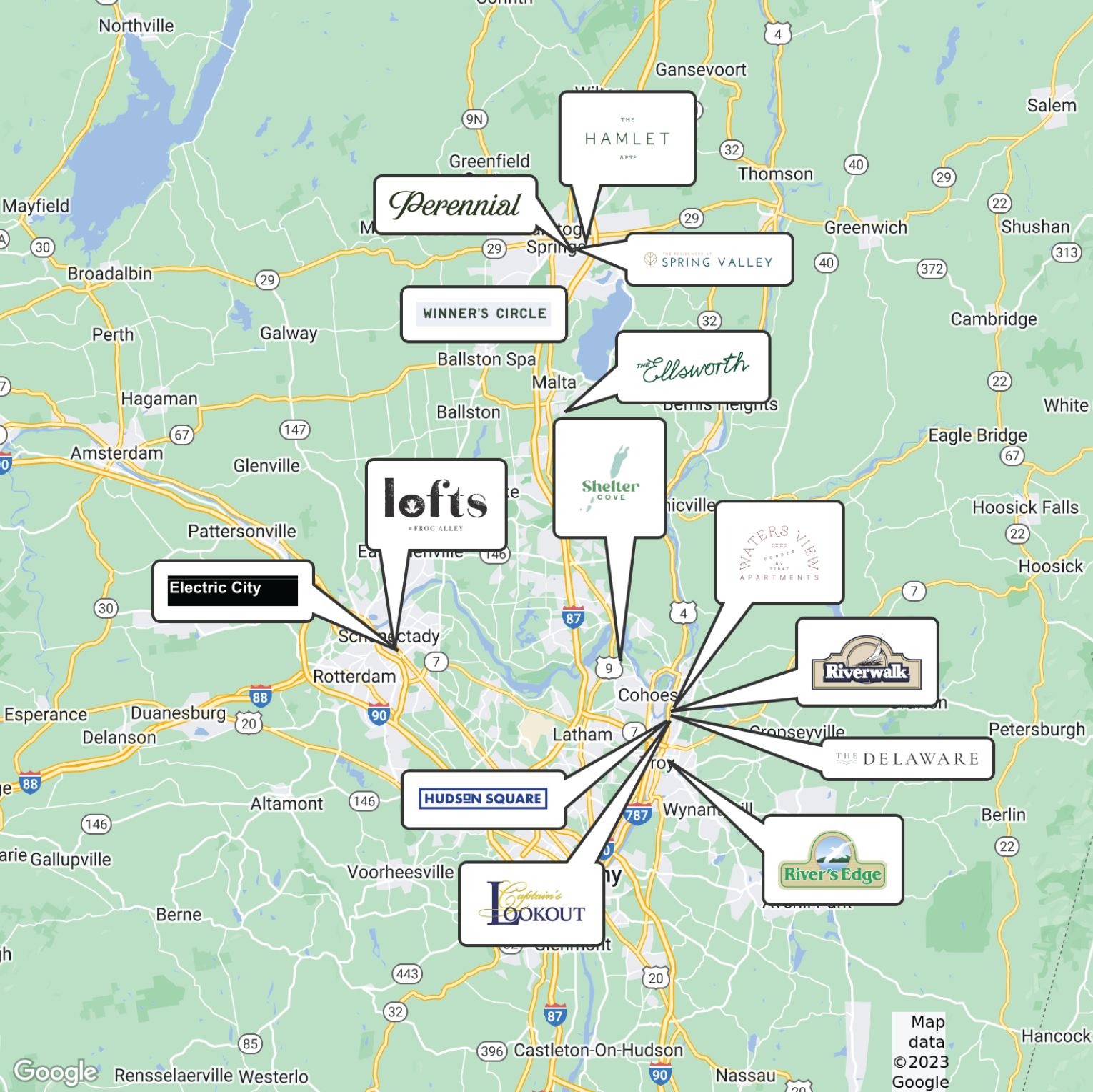 Prime Companies Apartment Locations Map