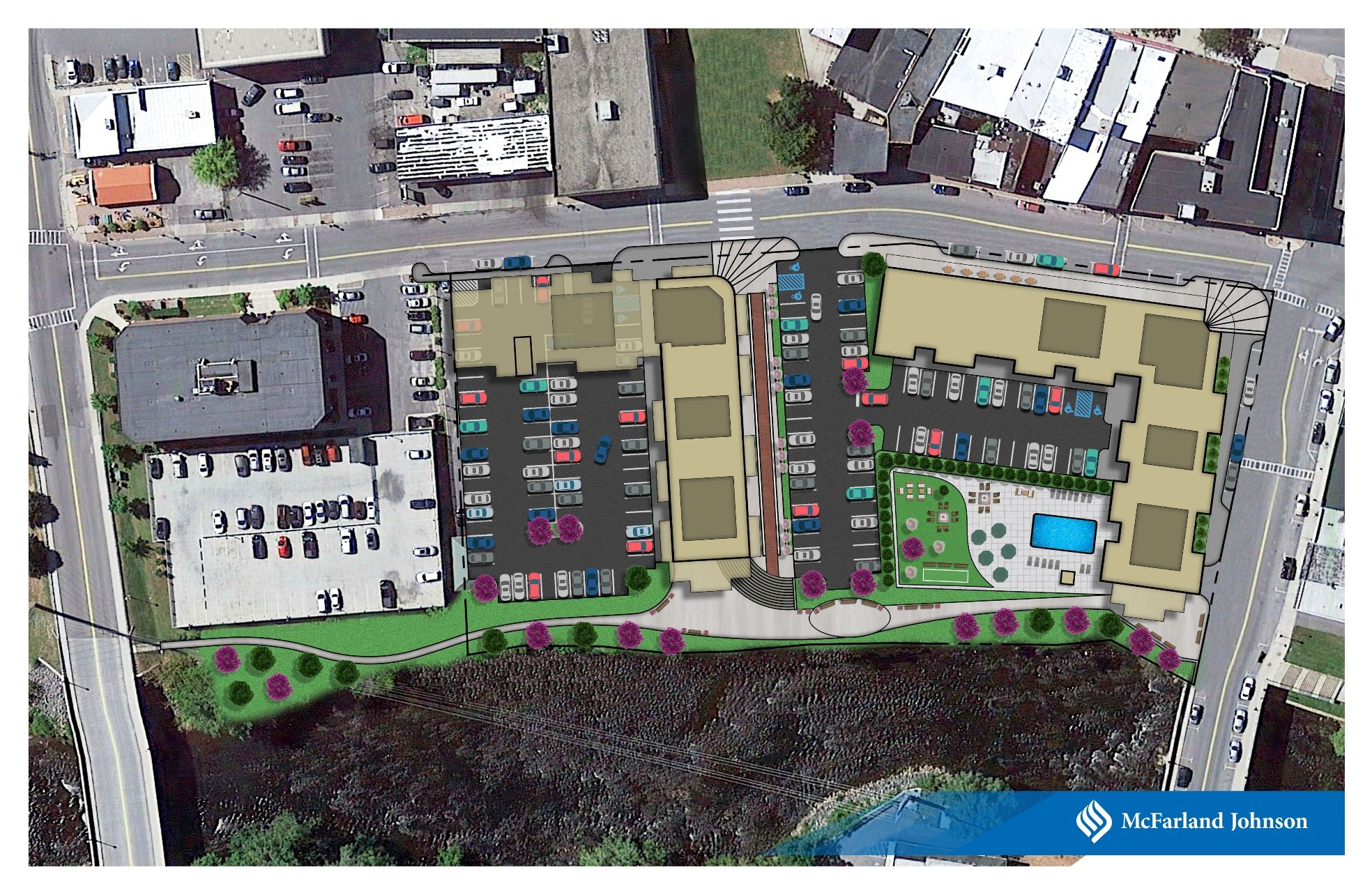 Plattsburgh Development, Plattsburgh, NY: Site rendering, 2019 scheme