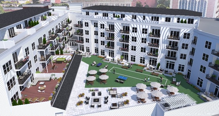 Plattsburgh Development, Plattsburgh, NY: Courtyard rendering