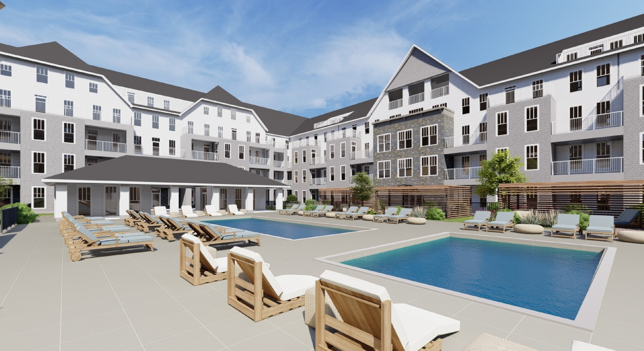 Station Park, Saratoga Springs, NY: pool and amenity courtyard